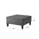 Svitlife Living Room Upholstered Ottoman with Nailhead Trim Seat Footstool Leather Bed End Table Box Round Coffee Polyester