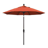 California Umbrella 9' Round Aluminum Market Umbrella, Crank Lift, Collar Tilt, White Pole, Sunbrella Pacific Blue