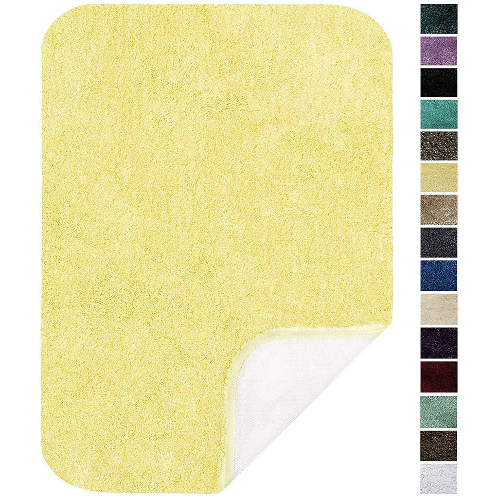 Maples Rugs Bathroom Rugs - Colorsoft 20" x 34" Non Slip Washable Bath Mat [Made in USA} Soft & Quick Dry for Vanity and Shower, Lemon Ice