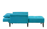 Divano Roma Furniture Modern Velvet Fabric Recliner Sleeper Chaise Lounge - Futon Sleeper Single Seater with Nailhead Trim (Blue)