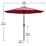 ABCCANOPY Solar Umbrellas Patio Umbrella 9 FT LED Umbrellas 32LED Lights with Tilt and Crank Outdoor Umbrella Table Umbrellas for Garden, Deck, Backyard, Pool and Beach,12+Colors, (Burgundy)