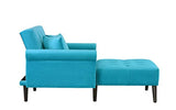 Divano Roma Furniture Modern Velvet Fabric Recliner Sleeper Chaise Lounge - Futon Sleeper Single Seater with Nailhead Trim (Blue)