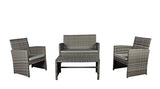 Modern Outdoor Garden, Patio 4 Piece Seat - Wicker Sofa Furniture Set (Grey)