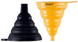 Deiss ART Silicone Collapsible Funnel Set - Rounded & Squared Foldable Funnels - Food Grade, BPA free, Dishwasher Safe - Set of 2 (Black, Yellow)