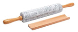 Miko Marble Stone Rolling Pin, 18 inch With Smooth Wooden Handles For Easy Grip And Includes Wooden Cradle