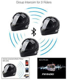 FreedConn Bluetooth Motorcycle Helmets Speakers Integrated Modular Flip up Dual Visors Full Face Built-in Bluetooth Mp3 Intercom headset Communication Range 500M (Red, Medium)