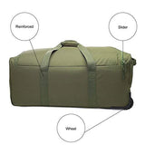 ARMYCAMOUSA Military Tactical Wheeled Deployment Trolley Duffel Bag Heavy-Duty Camping Hiking Running Trekking
