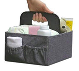 FOLDABLE DIAPER & WIPES CADDY -Nursery Foldable Caddy-Portable Diaper Changing Organizer Portable Diaper Caddy-Huge Space for Bottles, Toys & Wipes. Perfect Baby Shower Gift (GRAY)