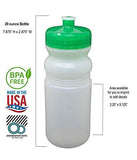 Rolling Sands 20 Ounce Sports Water Bottles 24 Pack, BPA-Free, Made in USA, Dishwasher Safe