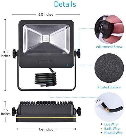 Nova S 50W RGB LED Flood LOFTEK Light, Outdoor IP66 Waterproof Explosion-Proof Glass Color Changing Light with Remote Control, Wall Washer Light, 3.9 Feet Wire, No Plug Need Hard Wiring, Black