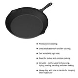 Home-Complete HC-5003 Frying Pans-Set of 3 Cast Iron Pre-Seasoned Nonstick Skillets in 10”, 8”, 6” Cook Eggs, Meat, Pancakes, and More-Kitchen Cookware, 3-Pack, Black