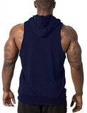 Daupanzees Mens Workout Hooded Tank Tops Sleeveless Gym Hoodies with Kanga Pocket Cool and Muscle Cut