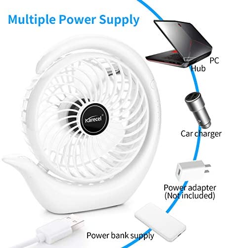 MOSAJIE Rechargeable Fan Mini Desk Fan Rotating, 3 Speeds USB Personal Fan Portable Small Table Quiet Fan with Truly Long Battery Life, Strong Wind Desktop Fan for Travel Camping Office Home (Black)