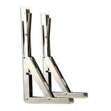 Amarine-Made 2 PCS Heavy Duty Stainless Steel Folding Shelf Bench Table Folding Shelf Bracket, Max Load: 660lb/300kg, Long Release Arm