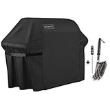 Homitt 7107 Grill Cover Kit, 44in X 60in Heavy Duty Waterproof PVC Facing BBQ Gas Grill Cover with Stainless Steel Grill Brush and Cooking Thermometer