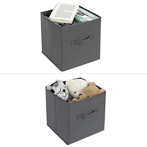 SONGMICS Storage Bins Cubes Baskets Containers with Dual Non-Woven Handles for Home Closet Bedroom, Drawer Organizers, Flodable, Gray, Set of 6, 10 x 10 x 11 Inches UROB26G