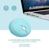 SUPSOO V50 Wireless Mouse Cute Design, 2.4G Ergonomic Optical Mouse with USB Nano Receiver for Right Hand Use, Battery Included, 1600 DPI, 6 Buttons for PC, Tablet, Computer, Laptop (Blue)