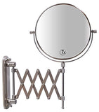 DecoBros 8-Inch Two-Sided Extension Wall Mount Mirror with 7x Magnification, 13.5-Inch Extension, Nickel