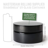 Masterdam Jars 200ml StashShield Ultraviolet Glass Jar - Smell-Proof Ultraviolet Storage Refillable Stash Jar Container Low Profile Wide-Mouth