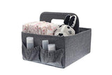 FOLDABLE DIAPER & WIPES CADDY -Nursery Foldable Caddy-Portable Diaper Changing Organizer Portable Diaper Caddy-Huge Space for Bottles, Toys & Wipes. Perfect Baby Shower Gift (GRAY)