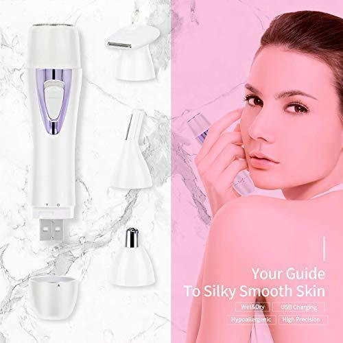 Bikini Trimmer, Facial Hair Removal for Women, Eyebrow Trimmer, 3 in 1 Painless Electric Razor Ladies Body Shaver Painless Multi Purpose Women Hair Remover for Face/Bikini Area/Eyebrow/Armpit/Leg