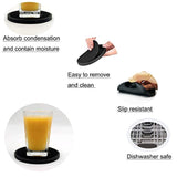 Silicone Drink Coasters with Absorbent Soft Felt Insert - 6Packs, Unique Two in One Coaster Set,Black