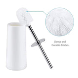 Homemaxs Toilet Brush with Holder - Heavy Duty Stainless Steel Upgraded Length Handle Bowl Scrubber Cleaner Set, 2 Pack – Ergonomic, Durable Shed-Free Scrubbing Bristles, Discreet Wand Stand