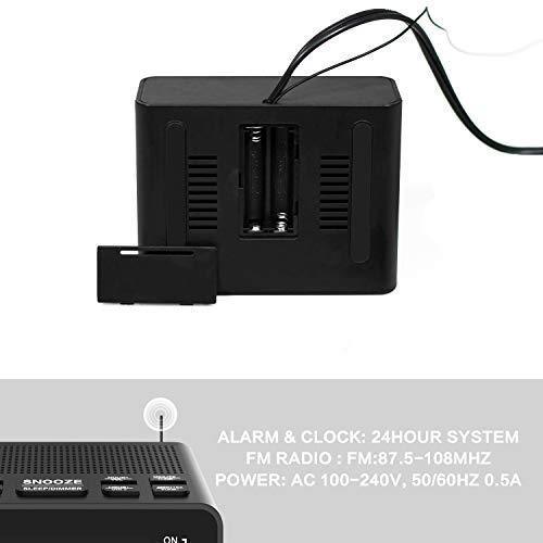 Alarm Clock Radio, LED Digital FM/AM Radio Alarm Clocks for Bedrooms Battery Backup (Black)