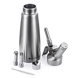Whipped Cream Dispenser Stainless Steel - Professional Whipped Cream Maker - Gourmet Cream Whipper - Large 500ml / 1 Pint Capacity Canister - Includes 3 Culinary Decorating Nozzles by OTIS CLASSIC