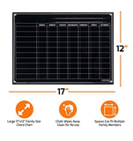 Chore Chart with 5 Chalk Markers for Multiple Kids - Magnetic Dry Erase Refrigerator Calendar Chalkboard for Activity and Reward - Reusable Home Family Star Board for Responsibility - 17" x 12"