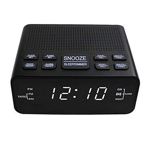 Alarm Clock Radio, LED Digital FM/AM Radio Alarm Clocks for Bedrooms Battery Backup (Black)