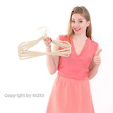 MIZGI Premium Velvet Hangers (Pack of 50) Heavyduty - Non Slip - Velvet Suit Hangers Ivory - Copper/Rose Gold Hooks,Space Saving Clothes Hangers