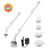 Homitt Electric Spin Scrubber, 360 Cordless Bathroom Scrubber Cleaning Brush with 4 Replaceable Cleaning Shower Scrubber Brush Heads, 1 Extension Arm and Adapter for Tub, Tile, Floor, Wall and Kitchen