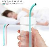 Reusable Collapsible Silicone Drinking Straws Set - Eco Friendly Foldable Straws,2 Carrying Case and 2 Cleaning Brush,Kids Friendly, BPA Free,Portable, for Travel, Household, Outdoor. (Teal+Gray)