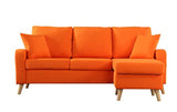 Divano Roma Furniture Mid Century Modern Linen Fabric Small Space Sectional Sofa Reversible Chaise (Orange)