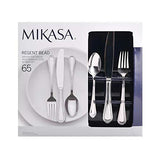 Mikasa 5081086 Regent Bead 65-Piece 18/10 Stainless Steel Flatware Set with Serving Utensil Set, Service for 12