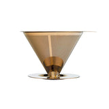 Tzuki Pour Over Coffee Dripper Permanent Coffee Filter Cone -Titanium Coated Mesh Strainer