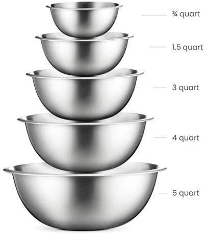 Premium Stainless Steel Mixing Bowls (Set of 6) Stainless Steel Mixing Bowl Set - Easy To Clean, Nesting Bowls for Space Saving Storage, Great for Cooking, Baking, Prepping by Veracity & Verve
