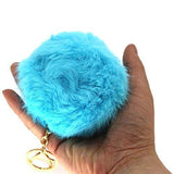 Miraclekoo Rabbit Fur Ball Pom Pom KeyChain Gold Plated Keychain with Plush for Car Key Ring or Handbag Bag Decoration (Orange Pink)