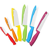 12 Piece Steel Color Knife Set - 6 Steel Kitchen Knives with 6 Knife Sheath Covers - Chef Knife Sets with Bread, Slicer, Santoku, Utility and Paring Knives - Colored Knife Set by Cooler Kitchen