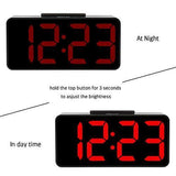 ZHPUAT Digital Alarm Clock with 8.9 Large LED Display, Dimmer, Snooze and Alarm Control Function for Bedrooms with USB Charger, Battery Backup(Red)