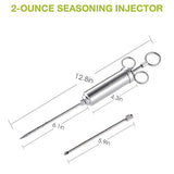 Zanmini Meat Injector Seasoning Syringe,Stainless Steel Flavor Injector 60ml/2oz Marinade Flavour Food Syringe Kit with 2 Professional Marinade Needles for Pork Beef Chicken Marinade Brine BBQ Tools