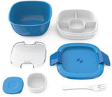 Bentgo Salad BPA-Free Lunch Container with Large 54-oz Salad Bowl, 3-Compartment Bento-Style Tray for Salad Toppings and Snacks, 3-oz Sauce Container for Dressings, and Built-In Reusable Fork (Blue)