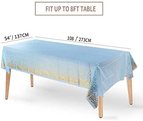 Duocute Black Disposable Party Tablecloth for Rectangle Table, Gold Stamping Dot Confetti Rectangular Plastic Table Cover, for Graduation, Birthday and Cocktail Party, 54" x 108", Pack of 4