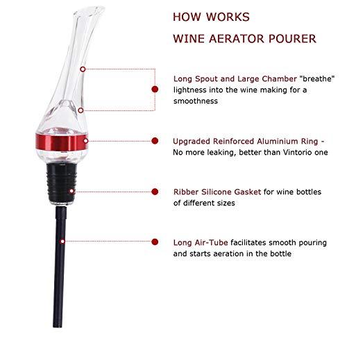 TenTen Labs Wine Aerator Pourer - 2Pack Aerating Pourer - Premium Instant Decanter Spout - No Leaking Pouring Wine Diffuser - FDA Approved Infusion Aerator