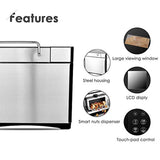 KBS Bread Machine, Automatic 2LB Convection Bread Maker with Nut Dispenser, High-End Version 17 Menus with Gluten Free, Large LCD Display Touch Screen, Unique Ceramic Pan, Stainless Steel