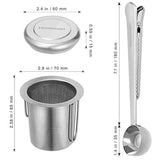 Homemaxs Tea Infuser 304 Stainless Steel Including 2 Mesh Tea Strainer & 1 Scoop with Double Folding Handles for Hanging on Teapots, Mugs, Cups
