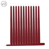Hyoola 12 Pack Tall Taper Candles - 10 Inch Burgundy Dripless, Unscented Dinner Candle - Paraffin Wax with Cotton Wicks - 8 Hour Burn Time