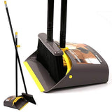 TreeLen Dust Pan and Broom/Dustpan Cleans Broom Combo with 40"/52" Long Handle for Home Kitchen Room Office Lobby Floor Use Upright Stand up Dustpan Broom Set (A Yellow Broom Set)