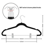 TIMMY Clothes Hangers with Clips 20 Pack Nonslip Velvet Hangers for Pants Hangers,Skirt Hangers with Heavy Duty 360 Swivel Hook